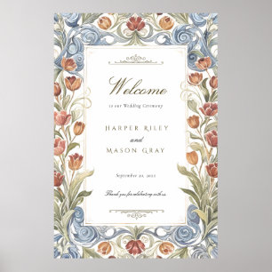 Affiche Panneau de bienvenue de mariage aux tulipes romant