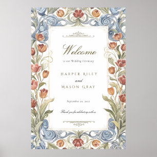 Affiche Panneau de bienvenue de mariage aux tulipes romant