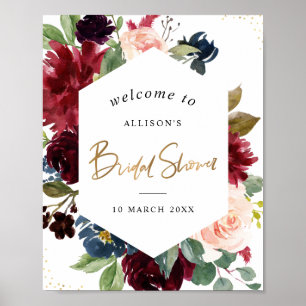 Affiche panneau de bienvenue de mariage avec cadre floral 
