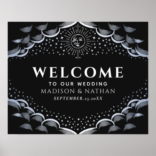 Affiche Panneau de bienvenue de mariage avec carte de taro (Devant)