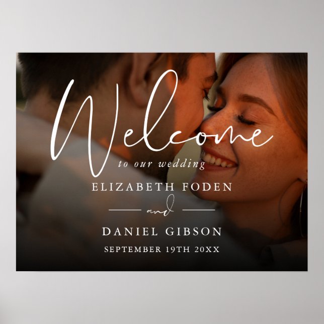 Affiche Panneau de bienvenue de mariage avec écriture blan (Devant)