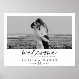 Affiche Panneau de bienvenue de mariage avec écriture mode