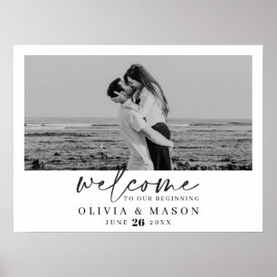 Affiche Panneau de bienvenue de mariage avec écriture mode