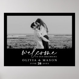 Affiche Panneau de bienvenue de mariage avec écriture mode