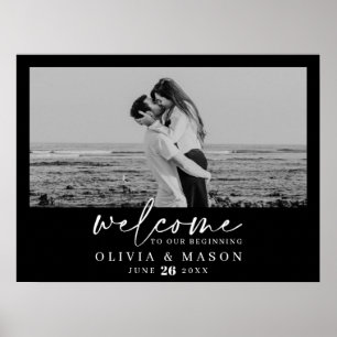 Affiche Panneau de bienvenue de mariage avec écriture mode