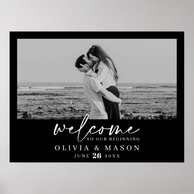 Affiche Panneau de bienvenue de mariage avec écriture mode (Devant)