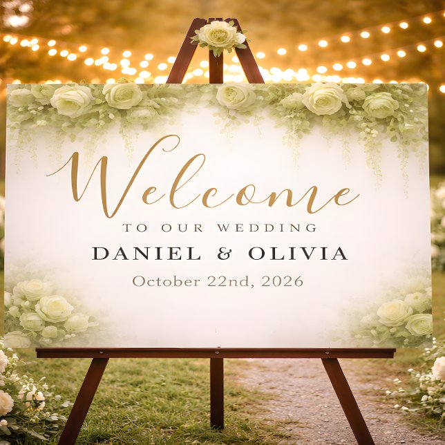 Affiche Panneau de bienvenue de mariage avec feuillage de  (Créateur téléchargé)