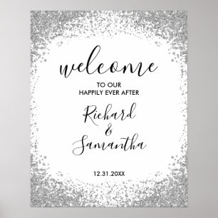 Affiche Panneau de bienvenue de mariage avec paillettes ar