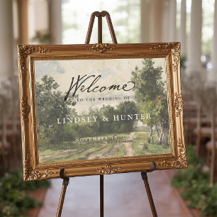 Affiche Panneau de bienvenue de mariage avec peinture de p