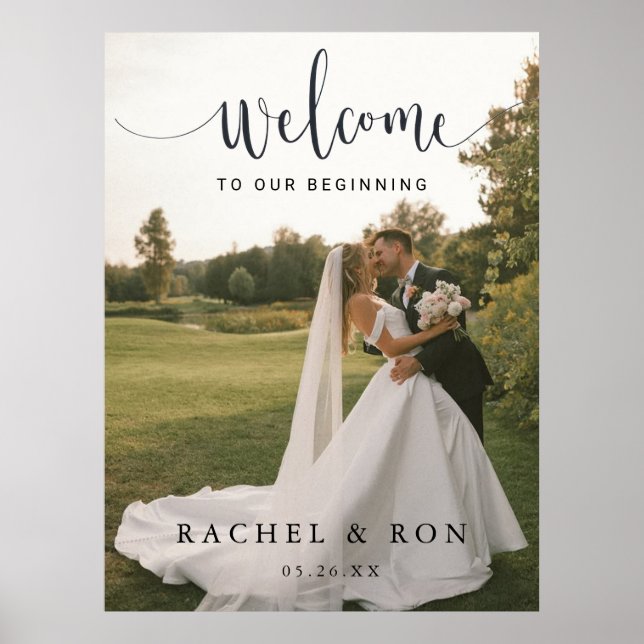 Affiche Panneau de bienvenue de mariage avec photo (Devant)