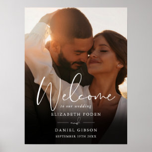 Affiche Panneau de bienvenue de mariage avec photo de styl