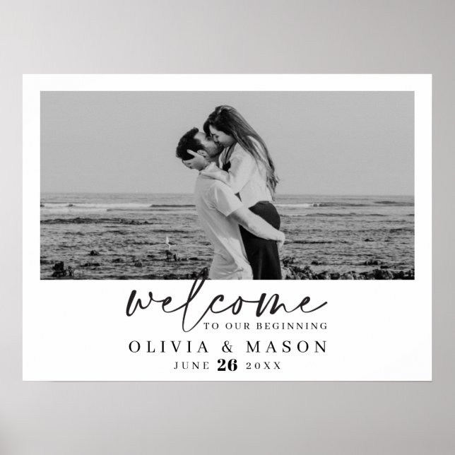 Affiche Panneau de bienvenue de mariage avec photo et écri (Devant)