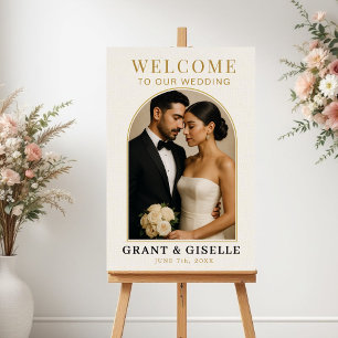 Affiche Panneau de Bienvenue de Mariage avec Photo Moderne