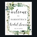 Affiche Panneau de bienvenue de mariage avec succulente de<br><div class="desc">La succulente de verdure boho avec géométrique de paillettes d'or combinée avec une police de calligraphie moderne est parfaite pour votre fête de mariage</div>