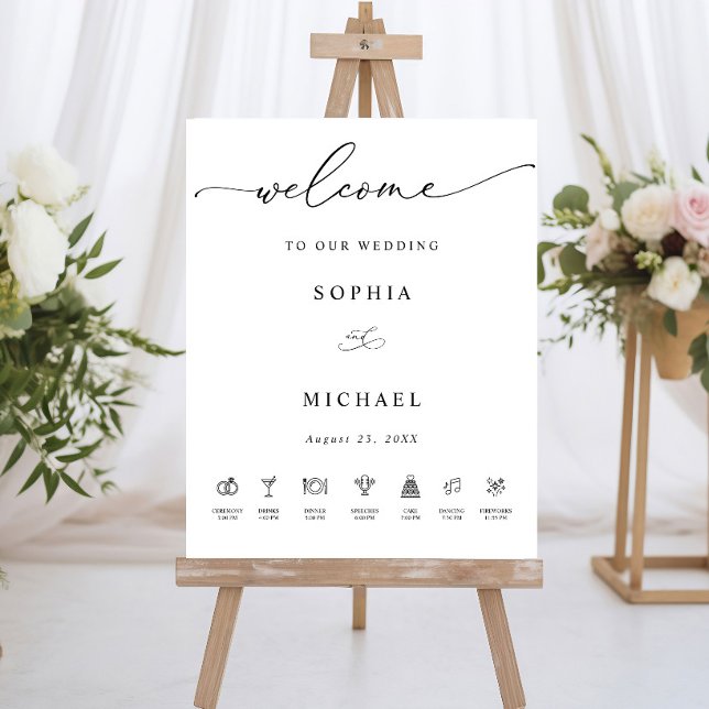 Affiche Panneau de bienvenue de mariage avec timeline mini (Créateur téléchargé)