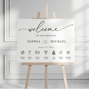 Affiche Panneau de bienvenue de mariage avec timeline mini