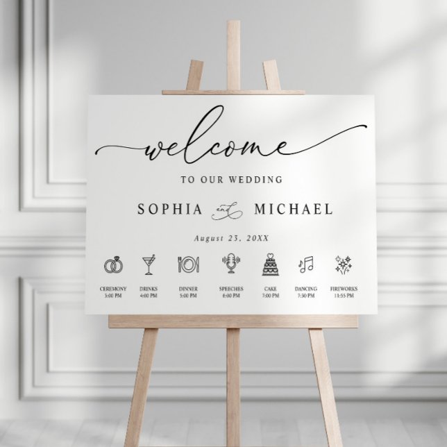 Affiche Panneau de bienvenue de mariage avec timeline mini (Créateur téléchargé)