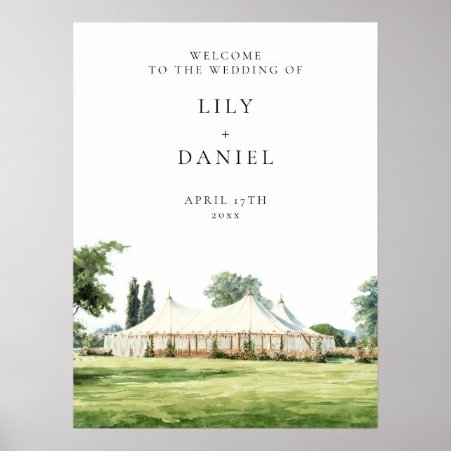 Affiche Panneau de bienvenue de mariage avec tipi à lettre (Devant)