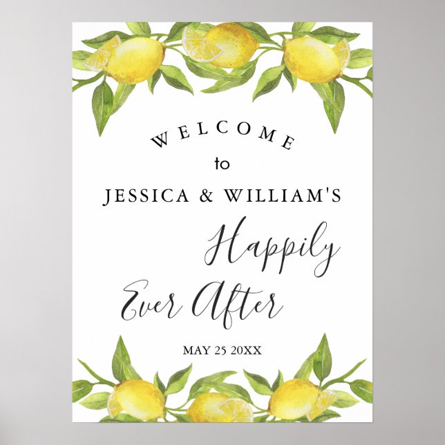 Affiche Panneau de bienvenue de mariage avec verdure de fl (Devant)
