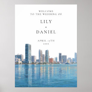 Affiche Panneau de bienvenue de mariage avec vue sur Miami