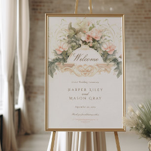 Affiche Panneau de bienvenue de mariage baroque
