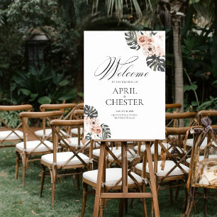 Affiche Panneau de bienvenue de mariage Black Palm