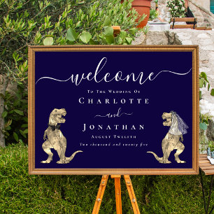 Affiche Panneau de bienvenue de mariage bleu marine sur le