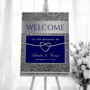 Affiche Panneau de bienvenue de mariage bleu royal