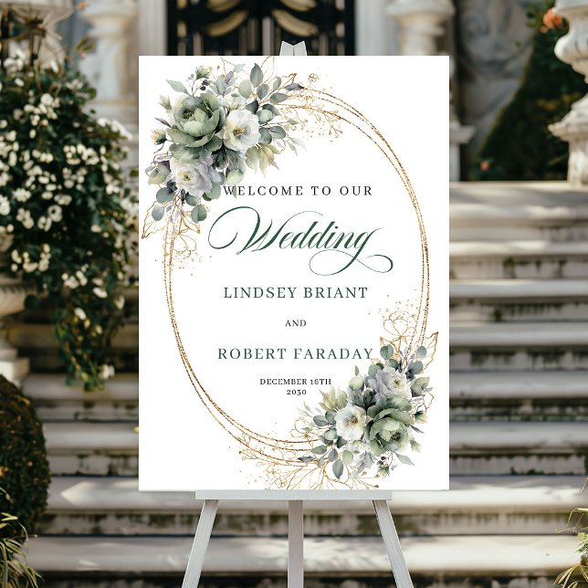 Affiche Panneau de bienvenue de mariage bohème eucalyptus  (Rustic Eucalyptus Boho Wedding Welcome Sign)