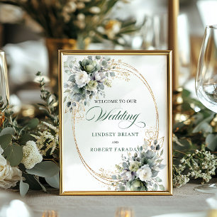 Affiche Panneau de bienvenue de mariage botanique boho cla