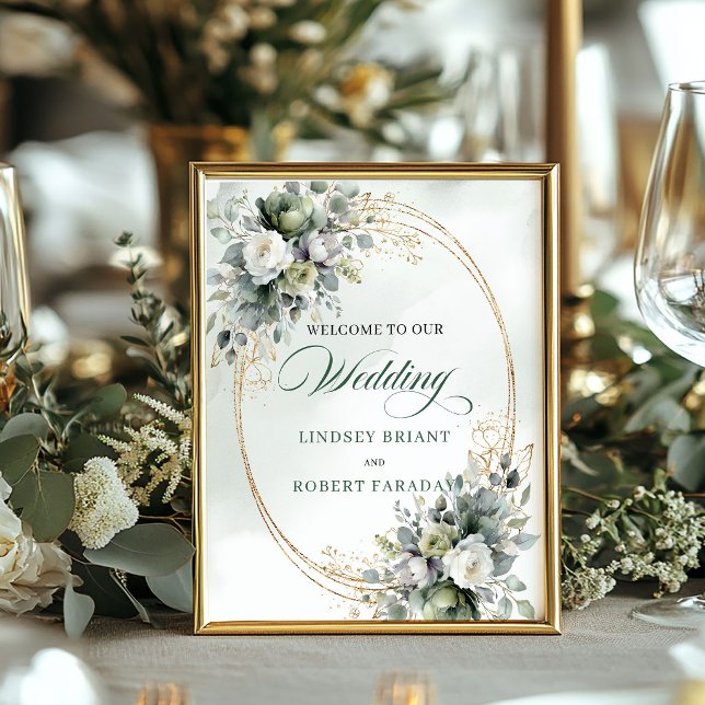 Affiche Panneau de bienvenue de mariage botanique boho cla (Classic Boho Botanical Wedding Welcome Sign)