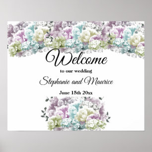 Affiche Panneau de bienvenue de mariage Bouquet varié de f