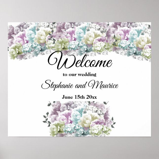 Affiche Panneau de bienvenue de mariage Bouquet varié de f (Devant)