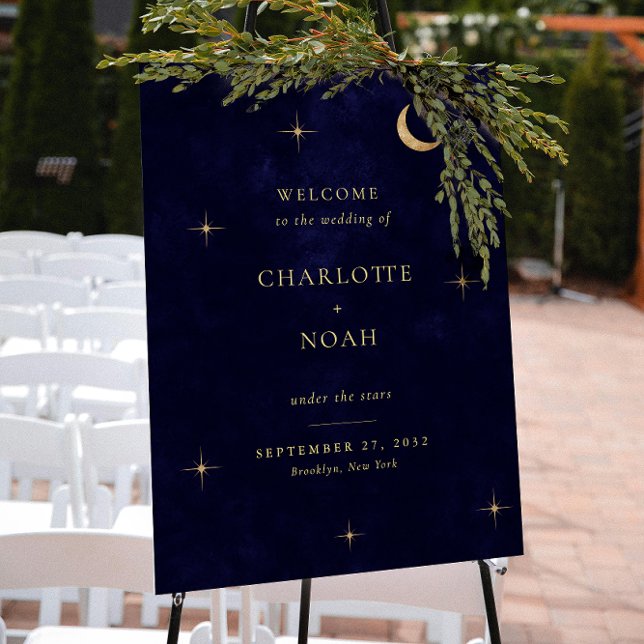 Affiche Panneau de bienvenue de mariage céleste de minuit  (Créateur téléchargé)
