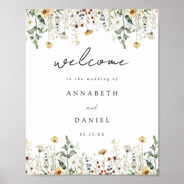 Affiche Panneau de bienvenue de mariage champ de fleurs sa (Devant)