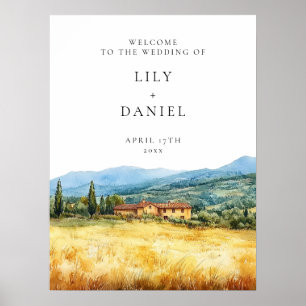 Affiche Panneau de bienvenue de mariage champêtre de Tosca