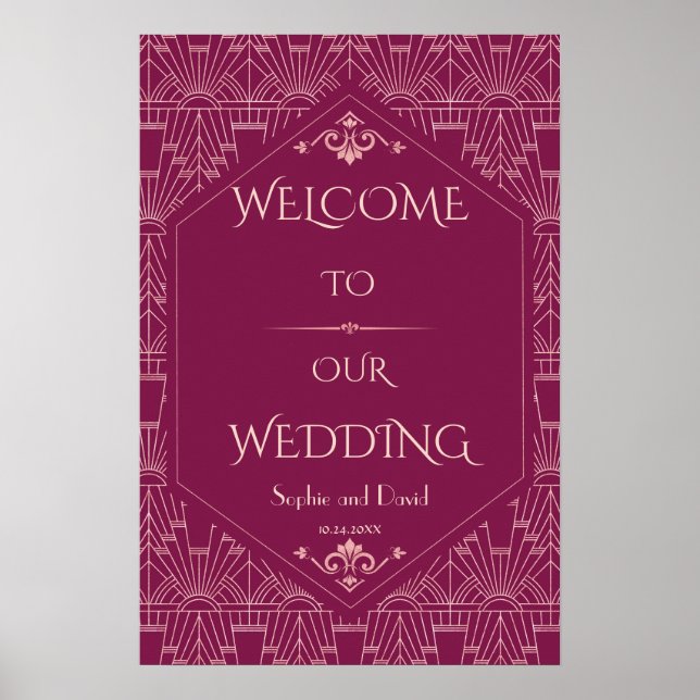 Affiche Panneau de bienvenue de mariage Charm Cooper Gatsb (Devant)