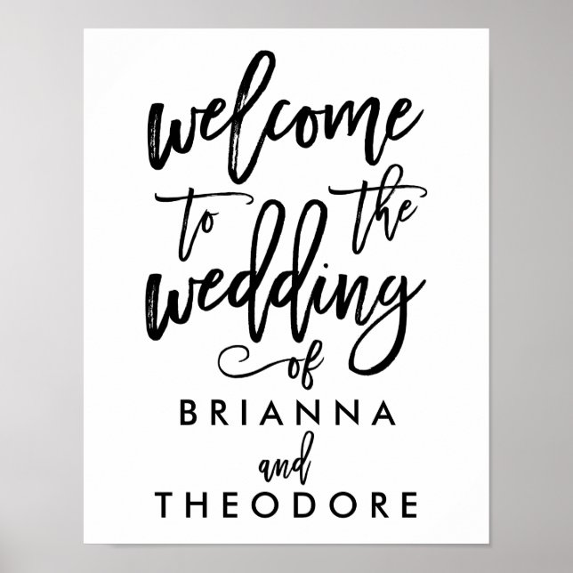 Affiche Panneau de bienvenue de mariage chic écrit à la ma (Devant)