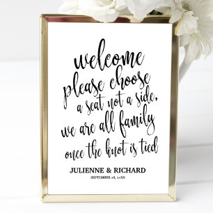 Affiche Panneau de bienvenue de mariage Choisissez un sièg