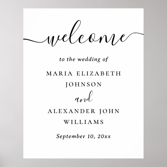 Affiche Panneau de bienvenue de mariage | Classique minima (Devant)