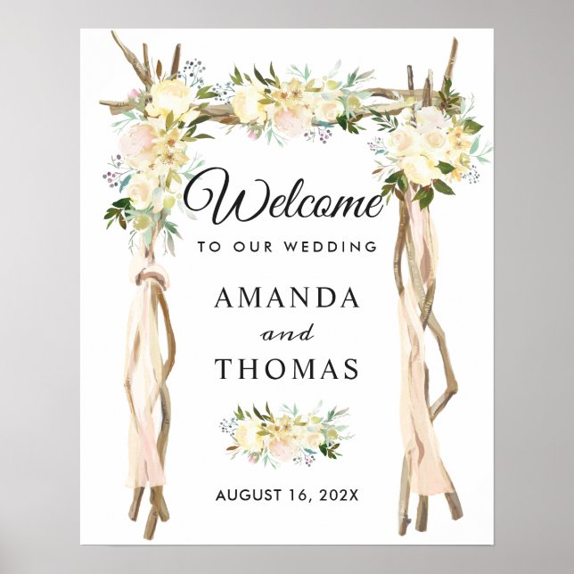 Affiche Panneau de bienvenue de mariage d'arche de tonnell (Devant)