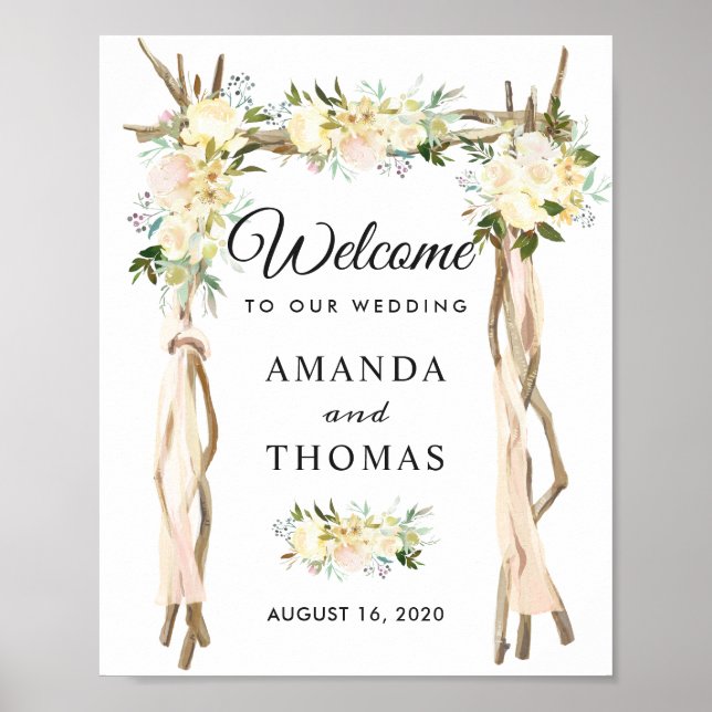 Affiche Panneau de bienvenue de mariage d'arche de tonnell (Devant)