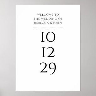 Affiche Panneau de Bienvenue de Mariage Date Spécial Noir 