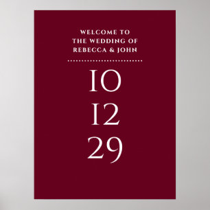 Affiche Panneau de bienvenue de mariage date spéciale Bour