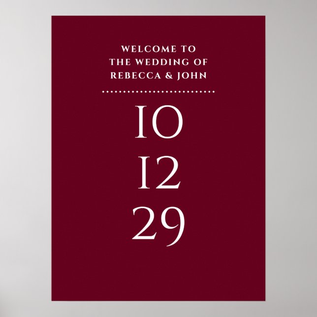 Affiche Panneau de bienvenue de mariage date spéciale Bour (Devant)