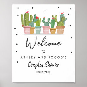 Affiche Panneau de bienvenue de mariage de cactus de douch