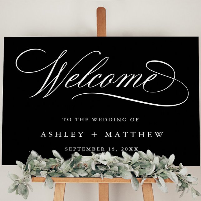 Affiche Panneau de bienvenue de mariage de calligraphie ro (Créateur téléchargé)