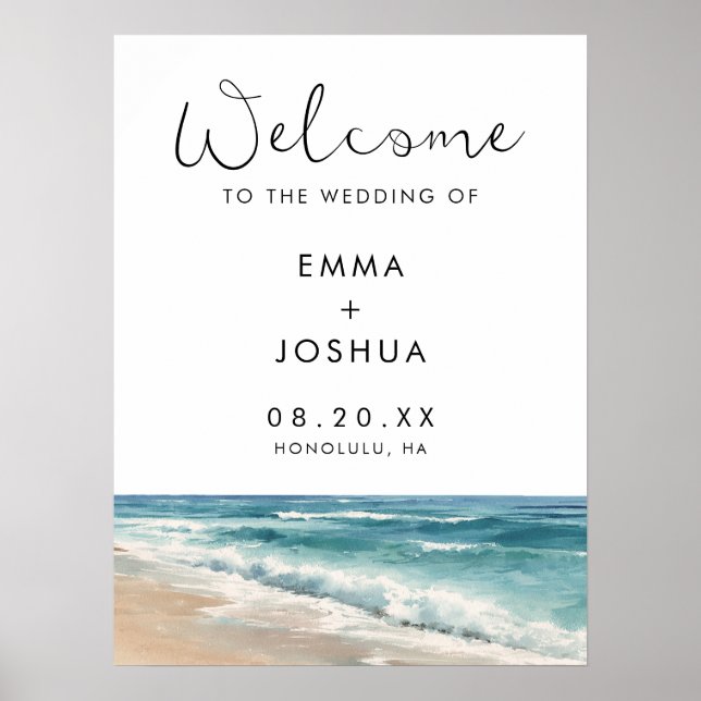 Affiche Panneau de bienvenue de mariage de destination de  (Devant)