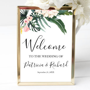 Affiche Panneau de bienvenue de mariage de destination tro