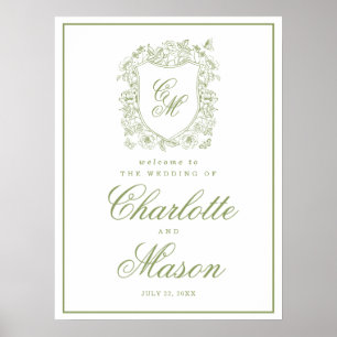 Affiche Panneau de bienvenue de mariage de jardin de Crête